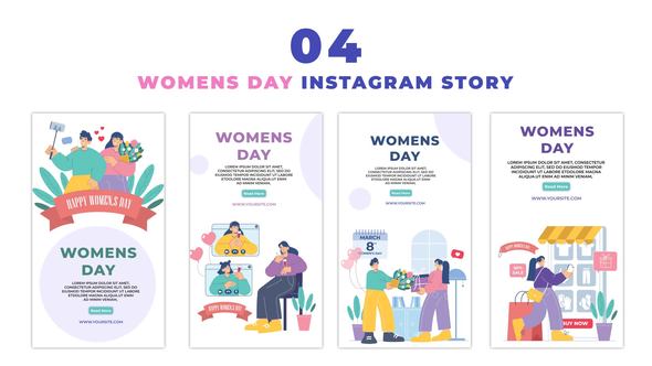 World Women's Day Creative Flat Character Instagram Story