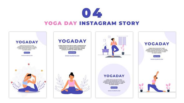 Woman Celebrates Yoga Day 2D Character Instagram Story