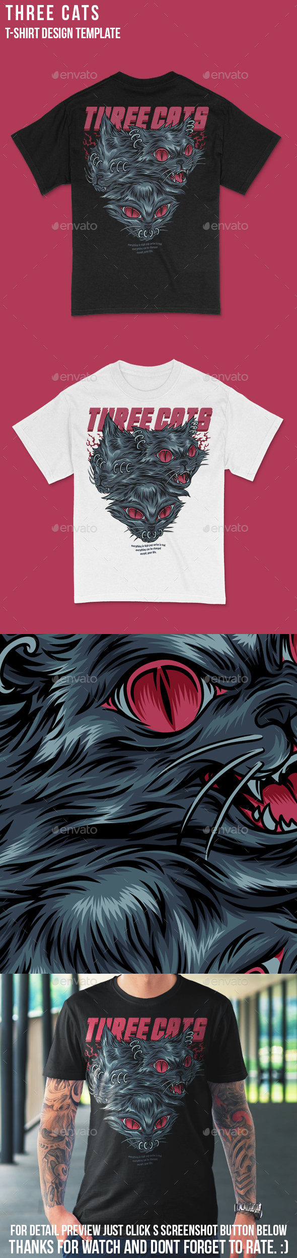 [DOWNLOAD]Three Cats T-Shirt Design Template