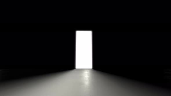 The door closes in the dark, rays of light penetrate inside