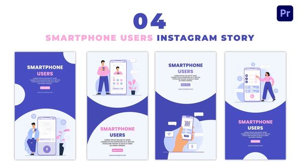 Smartphone Users 2D Character Instagram Story Template