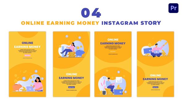 Online Earning Money Flat Character Animation Instagram Story