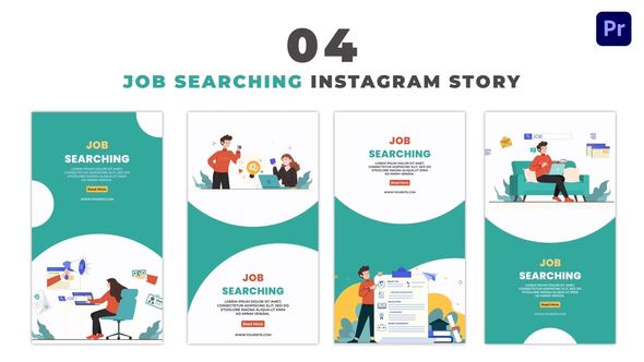 Job Searching Flat Character Animation Instagram Story