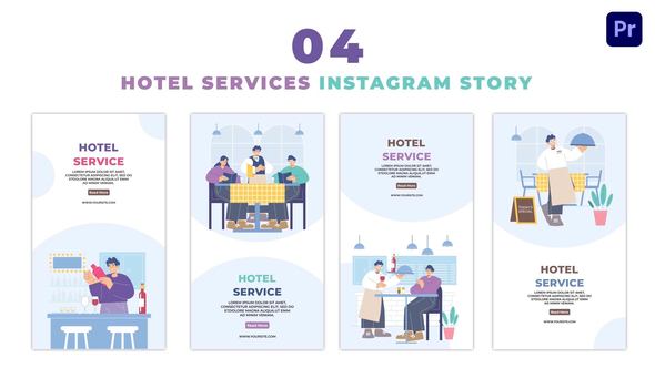 Hotel and Bar Services Flat Vector Instagram Story