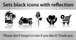 Sets black icons with reflection