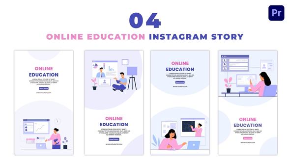 Animated Online Education Flat Character Instagram Story