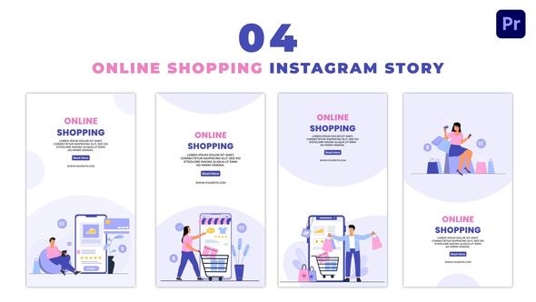 Online Outfits Shopping Flat Vector Instagram Story