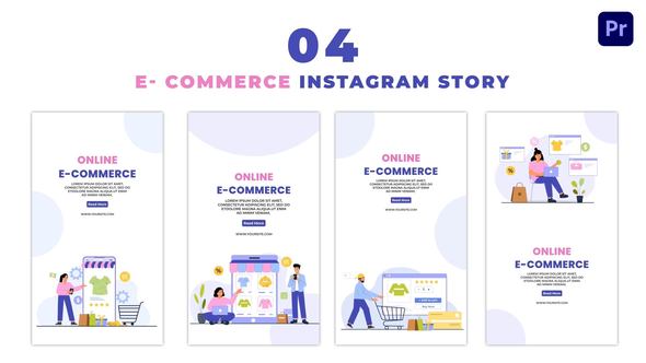Online Shopping 2D Flat Character Instagram Story