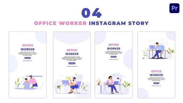 Animated Office Worker Flat Character Instagram Story