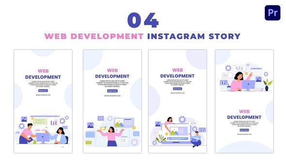 Eye Catching 2D Character of Web Development Instagram Story