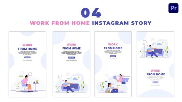 Work from Home Flat Vector Instagram Story