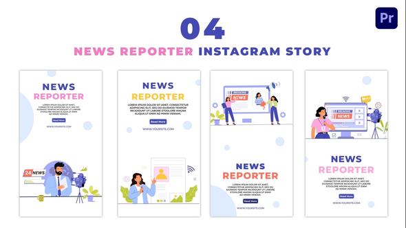 Animated News Reporter Flat Character Animated Instagram Story