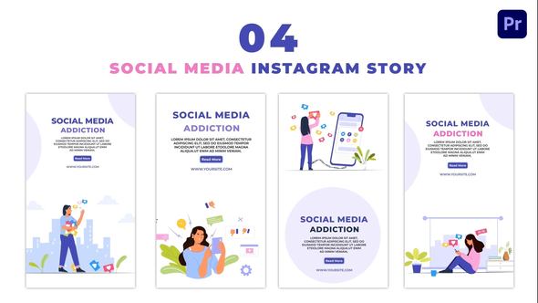 Animated Social Media Addicted Girls Flat Character Instagram Story