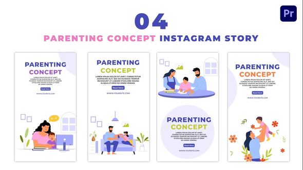 Happy Parents and Kids 2D Character Instagram Story