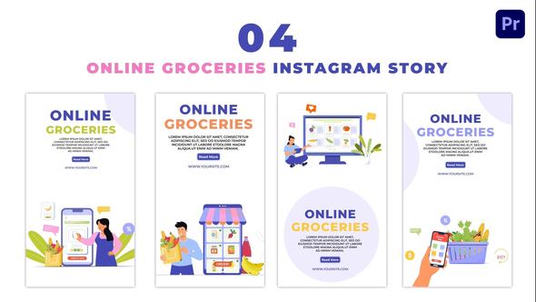 Eye Catching Online Groceries Order Flat Vector Instagram Story