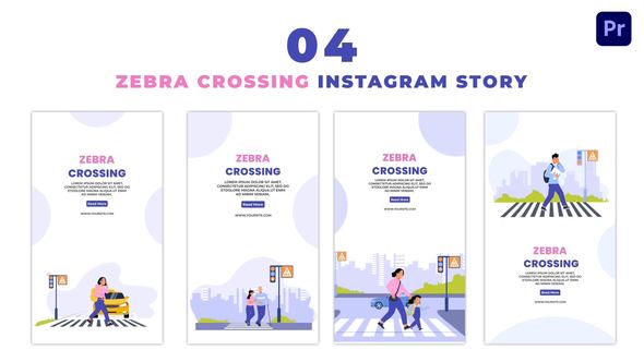 Zebra Crossing People Flat Vector Instagram Story