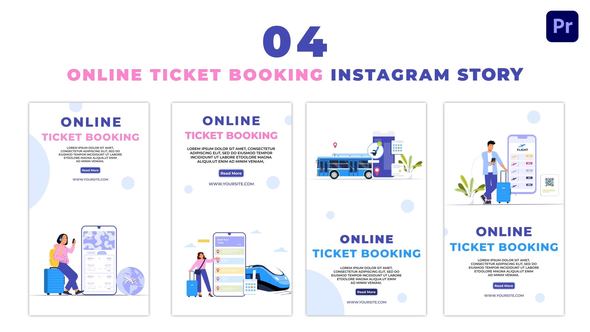 Online Ticket Booking Flat Vector Instagram Story