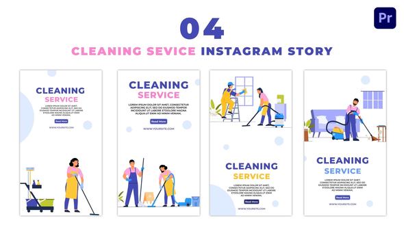 Housekeeping Cleaning Service Flat Character Instagram Story