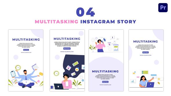 Eye Catching Multitasking Employee Flat Vector Instagram Story