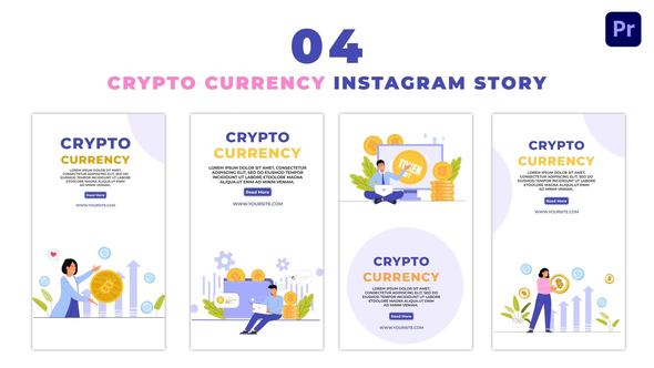 Cryptocurrency Investors Flat Character Instagram Story
