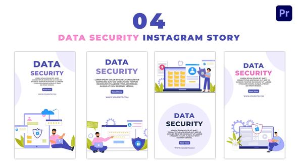 Creative Data Security Flat Vector Instagram Story