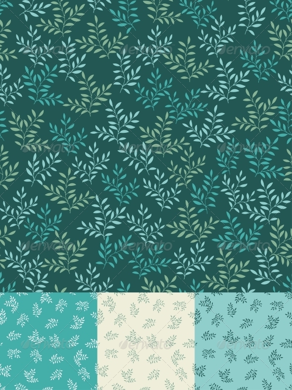 Seamless patterns with leaves. - Flowers & Plants Nature