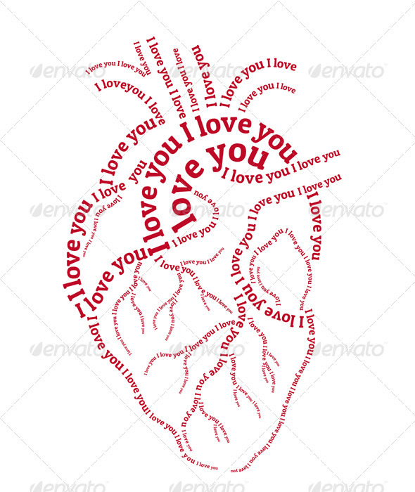 Red Typography Heart, Vector - Valentines Seasons/Holidays