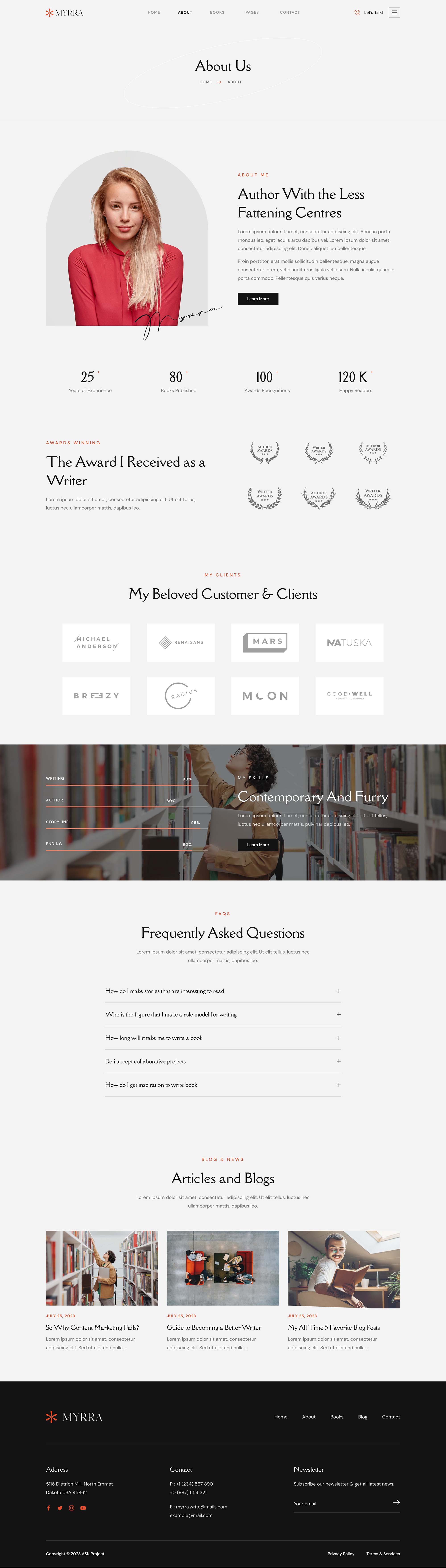 Myrra - Book Author & Writer Elementor Template Kit by askproject ...