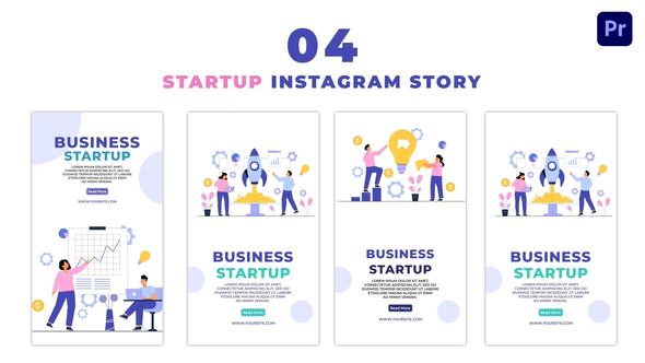 Animated Business Startup Flat Character Instagram Story