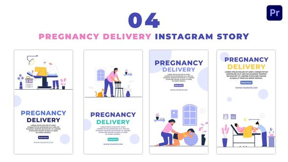 Pregnancy Days and Delivery 2D Character Instagram Story