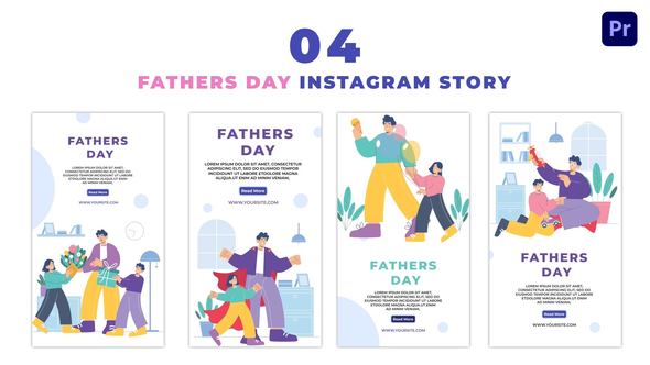 Animated World Fathers Day Creative Flat Character Instagram Story