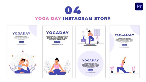 Woman Celebrates Yoga Day Flat Character Instagram Story