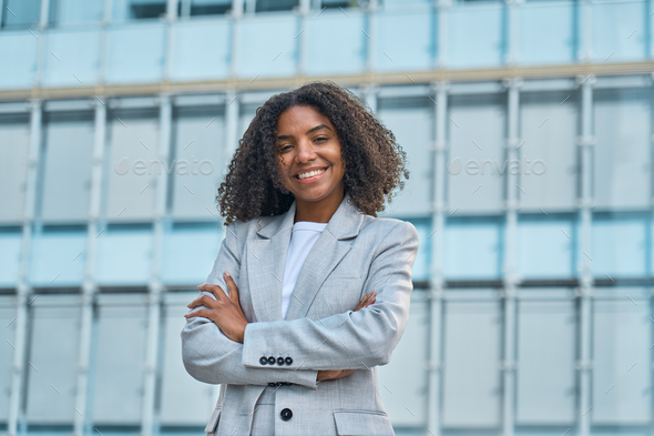 Confident happy young African American business woman