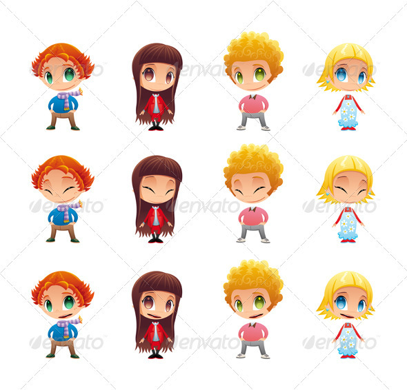 Characters with Normal - Blinked Eyes - Open Mouth - People Characters