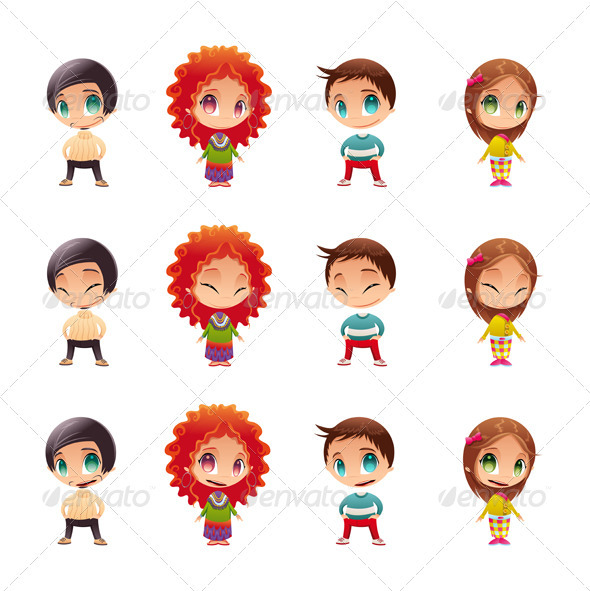 Characters with Normal - Blinked Eyes - Open Mouth - People Characters