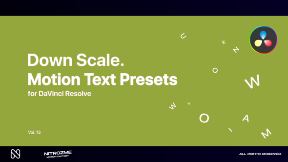 Down Scale Motion Text Presets Vol. 13 for DaVinci Resolve