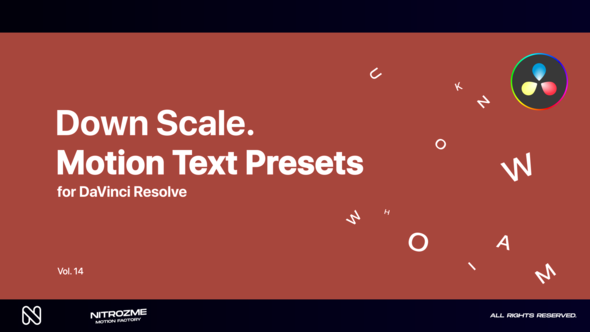 Down Scale Motion Text Presets Vol. 14 for DaVinci Resolve