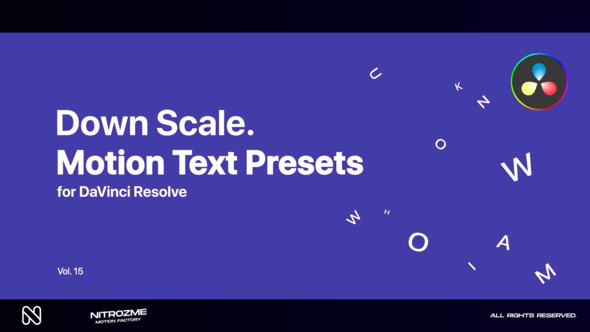 Down Scale Motion Text Presets Vol. 15 for DaVinci Resolve
