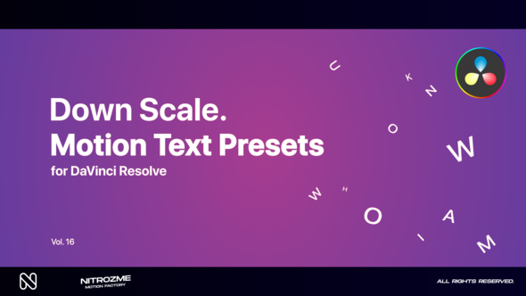 Down Scale Motion Text Presets Vol. 16 for DaVinci Resolve