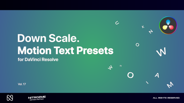 Down Scale Motion Text Presets Vol. 17 for DaVinci Resolve