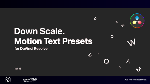 Down Scale Motion Text Presets Vol. 18 for DaVinci Resolve