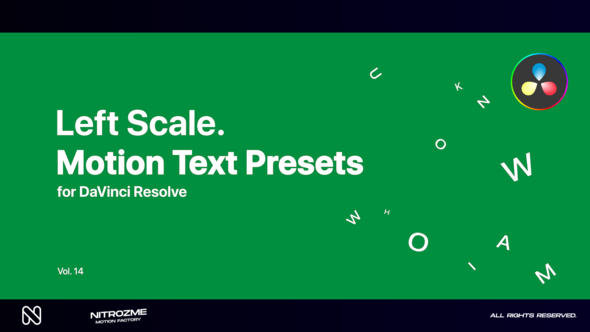 Left Scale Motion Text Presets Vol. 14 for DaVinci Resolve