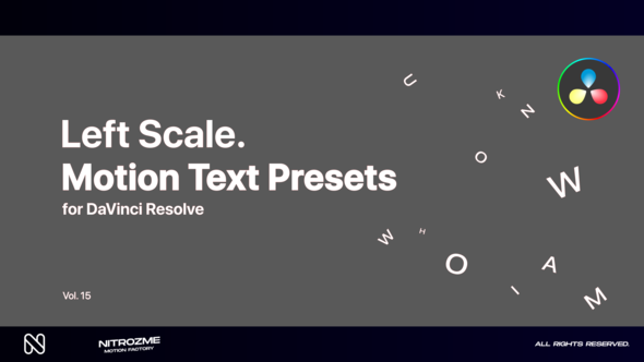 Left Scale Motion Text Presets Vol. 15 for DaVinci Resolve