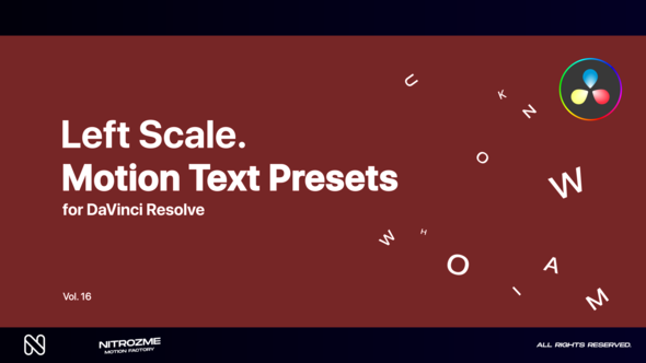Left Scale Motion Text Presets Vol. 16 for DaVinci Resolve