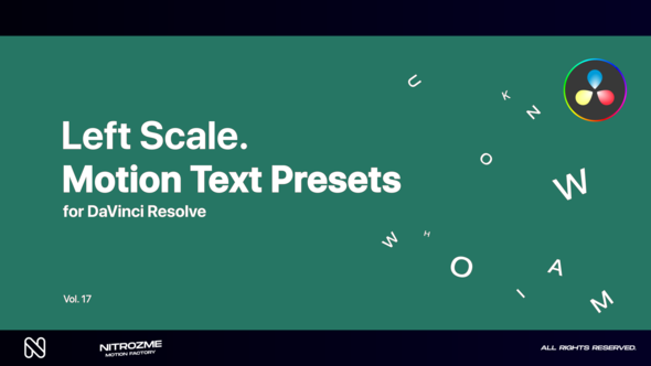 Left Scale Motion Text Presets Vol. 17 for DaVinci Resolve