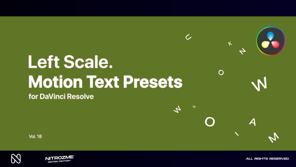 Left Scale Motion Text Presets Vol. 18 for DaVinci Resolve