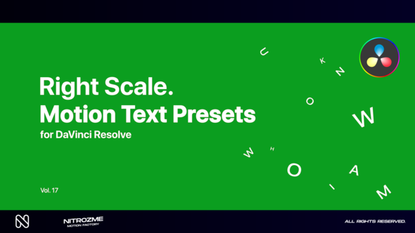 Right Scale Motion Text Presets Vol. 17 for DaVinci Resolve
