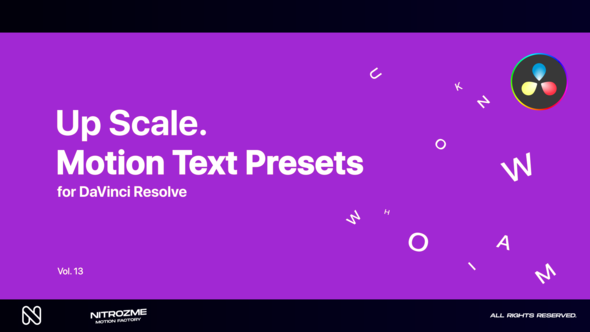 Up Scale Motion Text Presets Vol. 13 for DaVinci Resolve