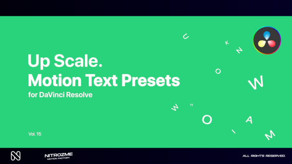 Up Scale Motion Text Presets Vol. 15 for DaVinci Resolve