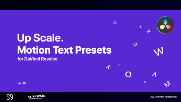 Up Scale Motion Text Presets Vol. 16 for DaVinci Resolve